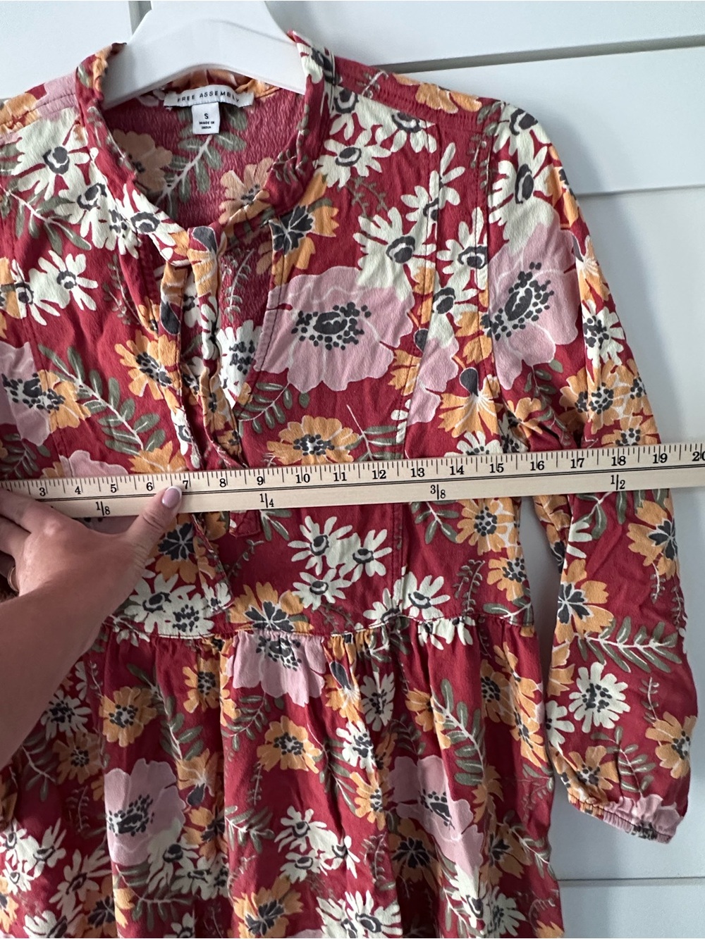Two of Free assembly Women’s ' Floral Ruffle Yoke Dresses in Rose Red Floral - Picture 6 of 11